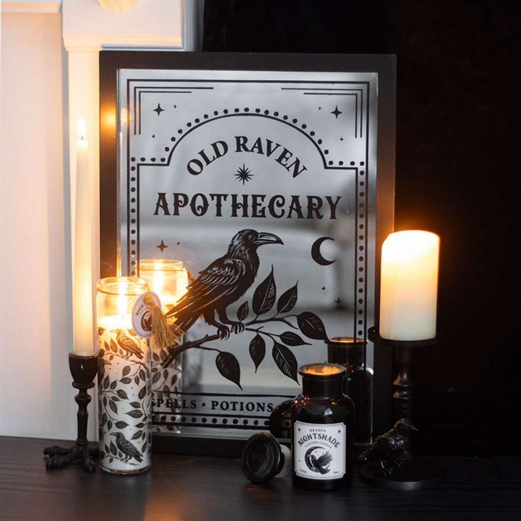 Old Raven Apothecary Mirrored Wall Art