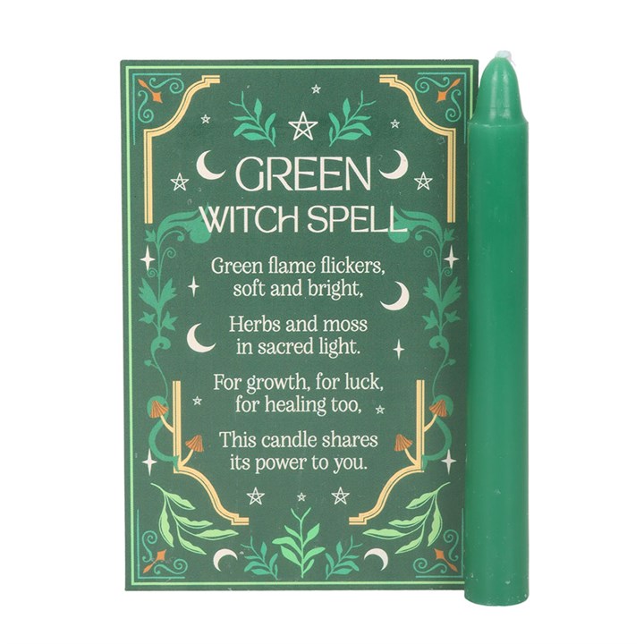 Pack of 12 Green Witch Spell Candles